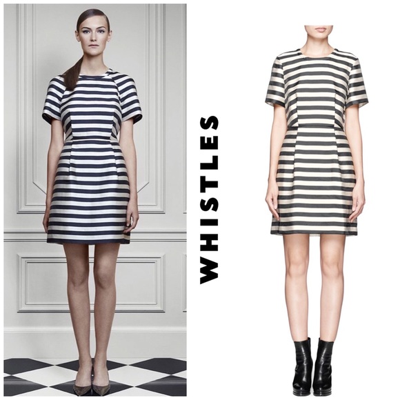 Whistles Dresses & Skirts - Whistles UK Striped Jacquard Dress Ivory Black